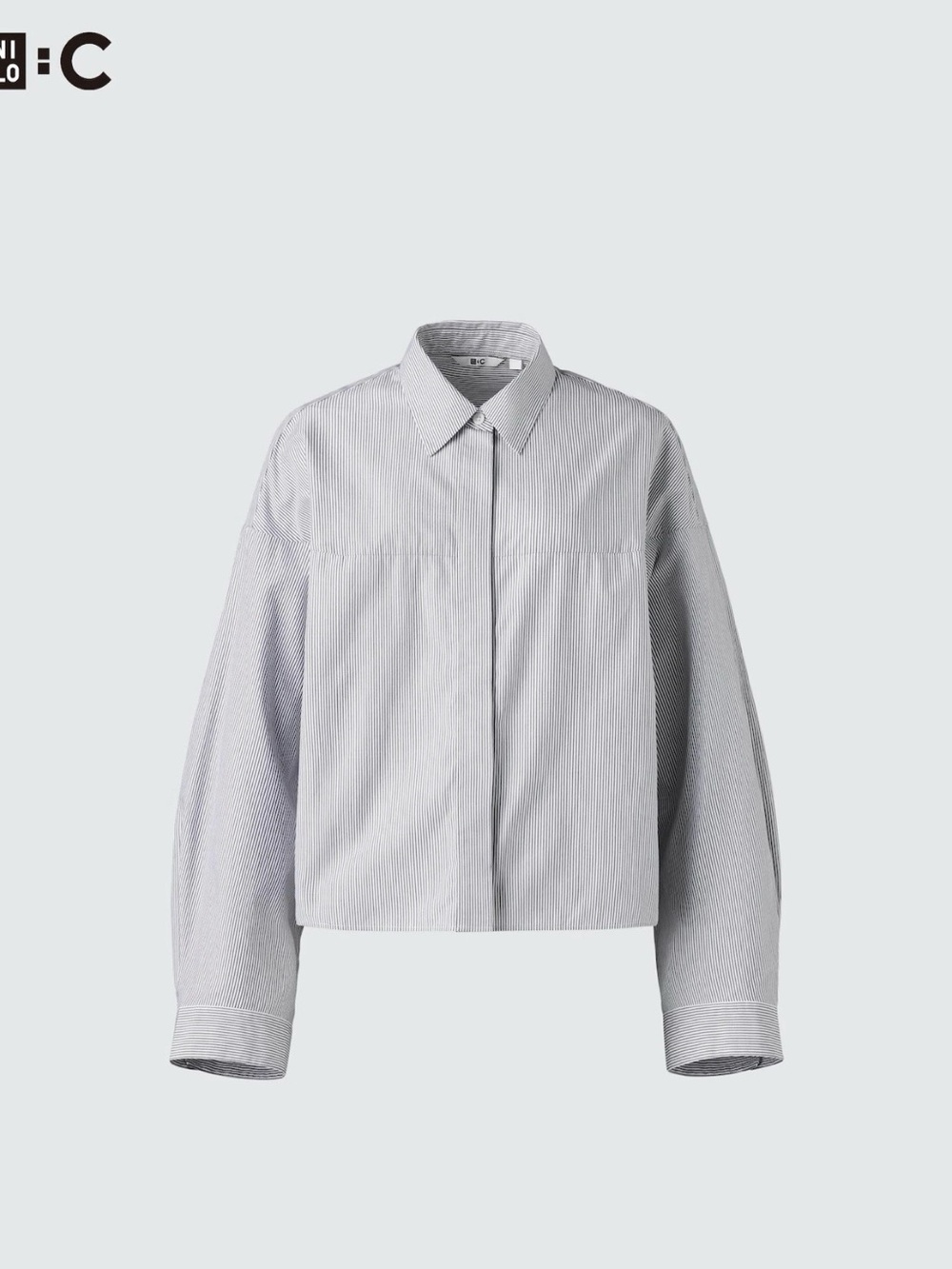 UNIQLO : C Cotton Cocoon Shirt | Striped | Gray | Size L | NWT